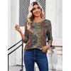 Zeagoo Womens Tops 3/4 Sleeve Blouses Dressy Casual Shirt Pleated Tunic(Boho Multicolor 721)