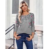 Zeagoo Womens Tops 3/4 Sleeve Blouses Dressy Casual Shirt Pleated Tunic(Floral Grey 36)