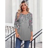 Zeagoo Womens Tops 3/4 Sleeve Blouses Dressy Casual Shirt Pleated Tunic(Floral Grey 36)