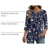 Zeagoo Womens Tops 3/4 Sleeve Blouses Dressy Casual Shirt Pleated Tunic(Floral Navy 180)