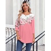 Zeagoo Womens Tops 3/4 Sleeve Blouses Dressy Casual Shirt Pleated Tunic(Floral Pink 122)