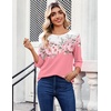 Zeagoo Womens Tops 3/4 Sleeve Blouses Dressy Casual Shirt Pleated Tunic(Floral Pink 122)