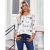 Zeagoo Womens Tops 3/4 Sleeve Blouses Dressy Casual Shirt Pleated Tunic(Floral White 290)