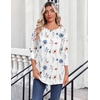 Zeagoo Womens Tops 3/4 Sleeve Blouses Dressy Casual Shirt Pleated Tunic(Floral White 290)