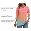 Zeagoo Womens Tops 3/4 Sleeve Blouses Dressy Casual Shirt Pleated Tunic(Gradient Blue Pink 218)