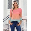 Zeagoo Womens Tops 3/4 Sleeve Blouses Dressy Casual Shirt Pleated Tunic(Gradient Blue Pink 218)