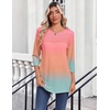 Zeagoo Womens Tops 3/4 Sleeve Blouses Dressy Casual Shirt Pleated Tunic(Gradient Blue Pink 218)