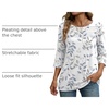 Zeagoo Womens Tops 3/4 Sleeve Blouses Dressy Casual Shirt Pleated Tunic(Leaf White 113)