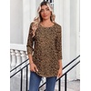 Zeagoo Womens Tops 3/4 Sleeve Blouses Dressy Casual Shirt Pleated Tunic(Leopard Brown 136)