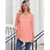 Zeagoo Womens Tops 3/4 Sleeve Blouses Dressy Casual Shirt Pleated Tunic(Pink)