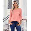 Zeagoo Womens Tops 3/4 Sleeve Blouses Dressy Casual Shirt Pleated Tunic(Pink)