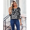 Zeagoo Womens Tops 3/4 Sleeve Blouses Dressy Casual Shirt Pleated Tunic(Printed Black White 332)