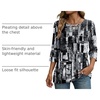 Zeagoo Womens Tops 3/4 Sleeve Blouses Dressy Casual Shirt Pleated Tunic(Printed Black White 332)