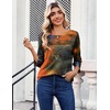 Zeagoo Womens Tops 3/4 Sleeve Blouses Dressy Casual Shirt Pleated Tunic(Printed Orange 272)