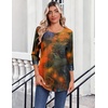 Zeagoo Womens Tops 3/4 Sleeve Blouses Dressy Casual Shirt Pleated Tunic(Printed Orange 272)