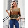 Zeagoo Womens Tops 3/4 Sleeve Blouses Dressy Casual Shirt Pleated Tunic(Stripes Brown 398)