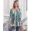 Zeagoo Womens Tops 3/4 Sleeve Blouses Dressy Casual Shirt Pleated Tunic(Stripes Green 530)