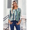 Zeagoo Womens Tops 3/4 Sleeve Blouses Dressy Casual Shirt Pleated Tunic(Stripes Green 530)
