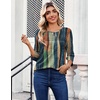 Zeagoo Womens Tops 3/4 Sleeve Blouses Dressy Casual Shirt Pleated Tunic(Stripes Multicolor 289)