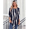 Zeagoo Womens Tops 3/4 Sleeve Blouses Dressy Casual Shirt Pleated Tunic(Stripes Navy White 327)