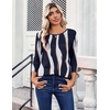 Zeagoo Womens Tops 3/4 Sleeve Blouses Dressy Casual Shirt Pleated Tunic(Stripes Navy White 327)