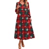 Zeagoo Long Sleeve Midi Dress with Pockets Fall V Neck A-Line Casual Women(Christmas Print)