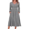 Zeagoo Long Sleeve Midi Dress with Pockets Fall V Neck A-Line Casual Women(Houndstooth)
