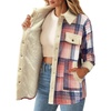 Zeagoo Womens Flannel Jacket Fleece Lined Shacket Fall Outfits Plaid Sherpa(Pink)