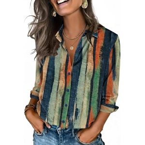 Zeagoo Button Down Shirts for Women 3/4 Sleeve Tops V Neck Collared Blouses Business Casual Outfits(Cx289)
