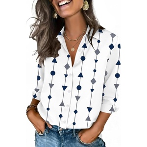 Zeagoo Button Down Shirts for Women 3/4 Sleeve Tops V Neck Collared Blouses Business Casual Outfits(Jh599)