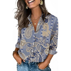 Zeagoo Button Down Shirts for Women 3/4 Sleeve Tops V Neck Collared Blouses Business Casual Outfits(Mz919)