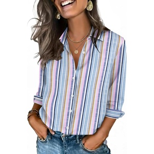 Zeagoo Button Down Shirts for Women 3/4 Sleeve Tops V Neck Collared Blouses Business Casual Outfits(Tz267)