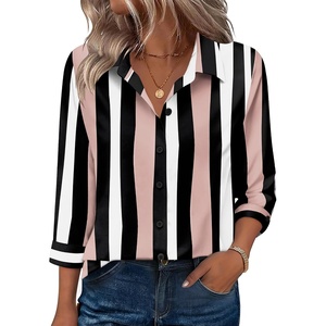Zeagoo Button Down Shirts for Women 3/4 Sleeve Tops V Neck Collared Blouses Business Casual Outfits(Tz291)
