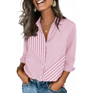 Zeagoo Button Down Shirts for Women 3/4 Sleeve Tops V Neck Collared Blouses Business Casual Outfits(Tz300)