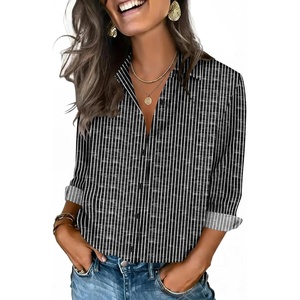 Zeagoo Button Down Shirts for Women 3/4 Sleeve Tops V Neck Collared Blouses Business Casual Outfits(Tz400)