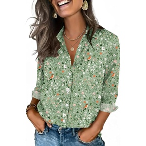 Zeagoo Button Down Shirts for Women 3/4 Sleeve Tops V Neck Collared Blouses Business Casual Outfits(Xh534)