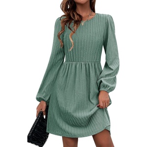 Zeagoo Women’s Fall Sweater Dresses with Pockets Crew Neck Long Sleeve A-Line Dresses for Women 2025 Casual Winter Dresses(Mint Green)