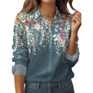 Zeagoo Womens Floral Button Down Shirt Long Sleeve Work Blouse with Pocket(L-wf71)