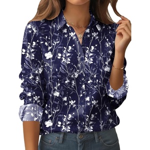 Zeagoo Womens Floral Button Down Shirt Long Sleeve Work Blouse with Pocket(Sf180)