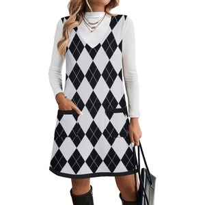 Zeagoo Women’s Sweater Vest Dresses for Women 2026 V Neck Sleeveless Knit Pullover Sweater with Pockets Fall Winter Outfits(Gz818)