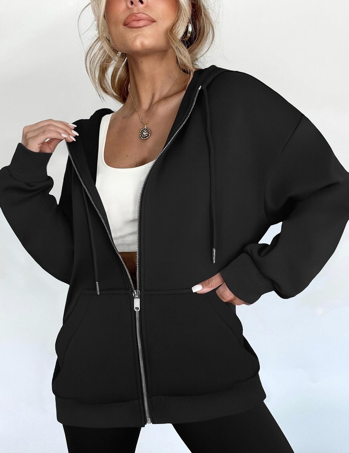 image:imageZEAGOO Hoodies Women Zip Up Hoodie Oversized Sweatshirt Fleece Jackets Spring Fall Winter Coats 2026 FashionAblack