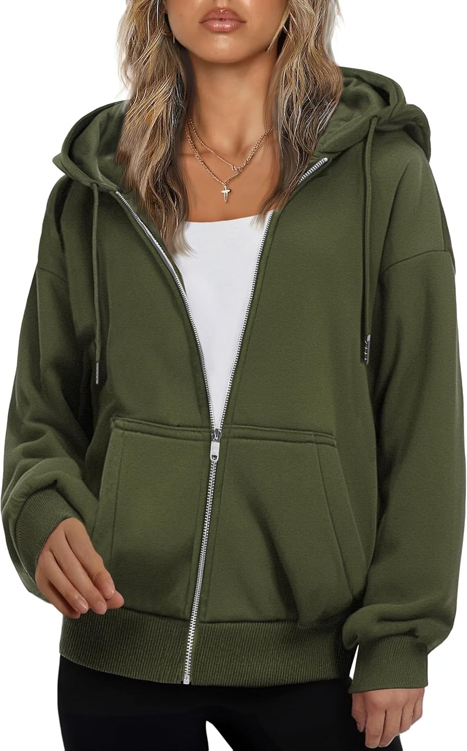 image:imageZEAGOO Hoodies Women Zip Up Hoodie Oversized Sweatshirt Fleece Jackets Spring Fall Winter Coats 2026 FashionArmy Green