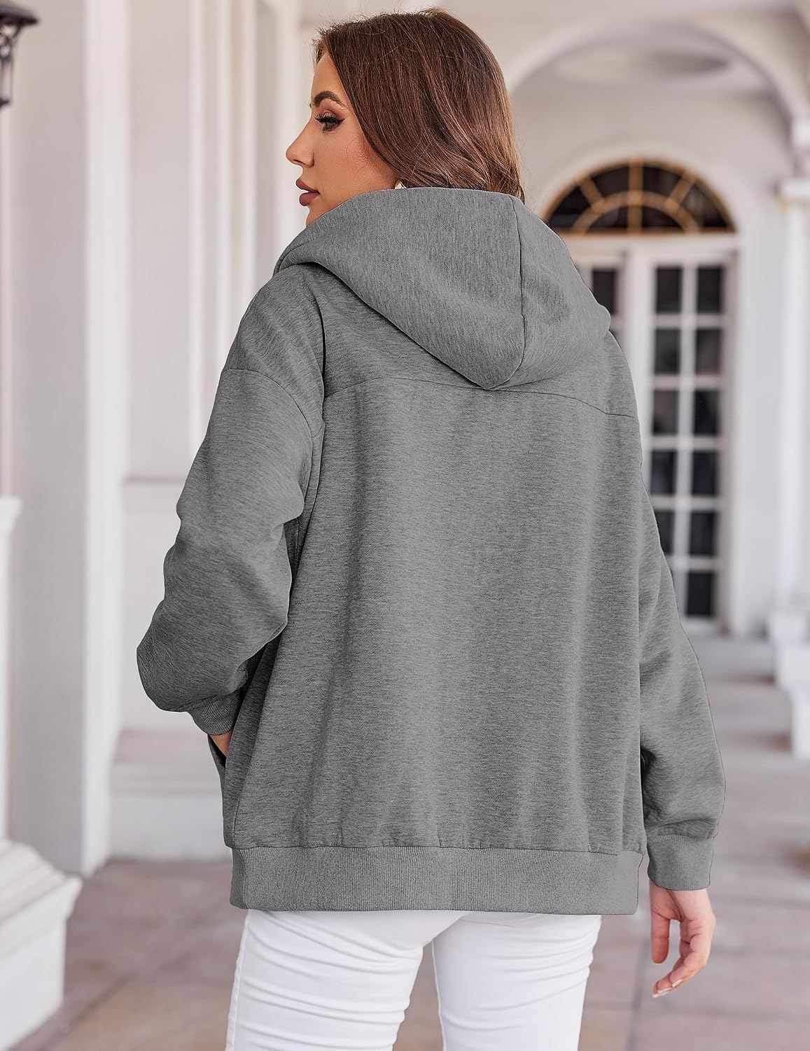 image:imageZEAGOO Hoodies Women Zip Up Hoodie Oversized Sweatshirt Fleece Jackets Spring Fall Winter Coats 2026 FashionDark Grey