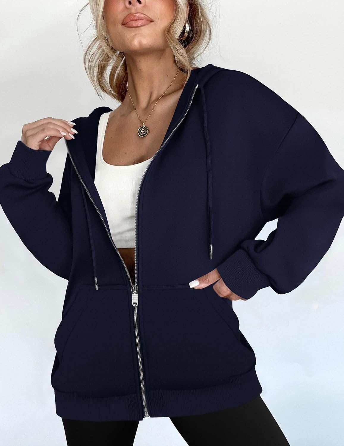image:imageZEAGOO Hoodies Women Zip Up Hoodie Oversized Sweatshirt Fleece Jackets Spring Fall Winter Coats 2026 FashionNavy