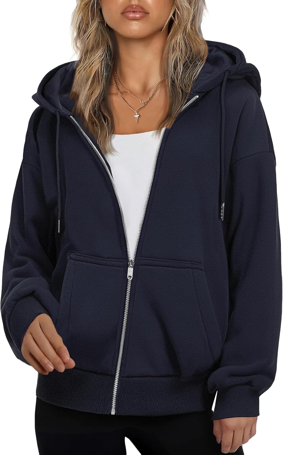 image:imageZEAGOO Hoodies Women Zip Up Hoodie Oversized Sweatshirt Fleece Jackets Spring Fall Winter Coats 2026 FashionNavy