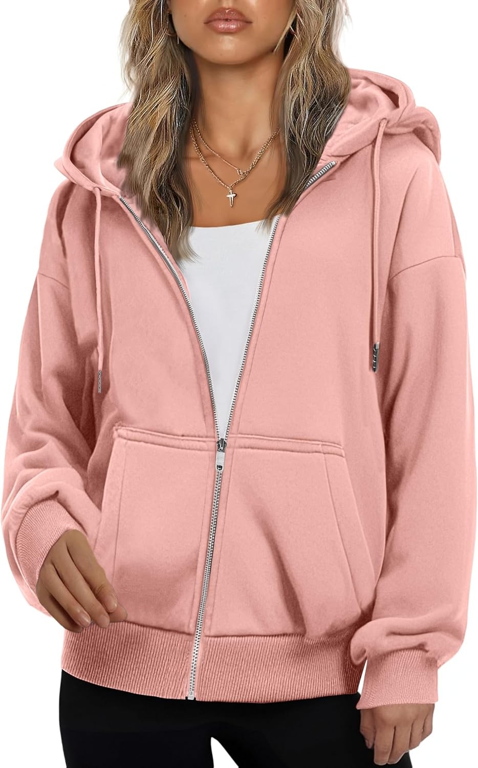 image:imageZEAGOO Hoodies Women Zip Up Hoodie Oversized Sweatshirt Fleece Jackets Spring Fall Winter Coats 2026 FashionPink