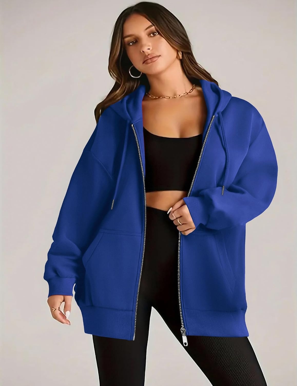 image:imageZEAGOO Hoodies Women Zip Up Hoodie Oversized Sweatshirt Fleece Jackets Spring Fall Winter Coats 2026 FashionRoyal Blue