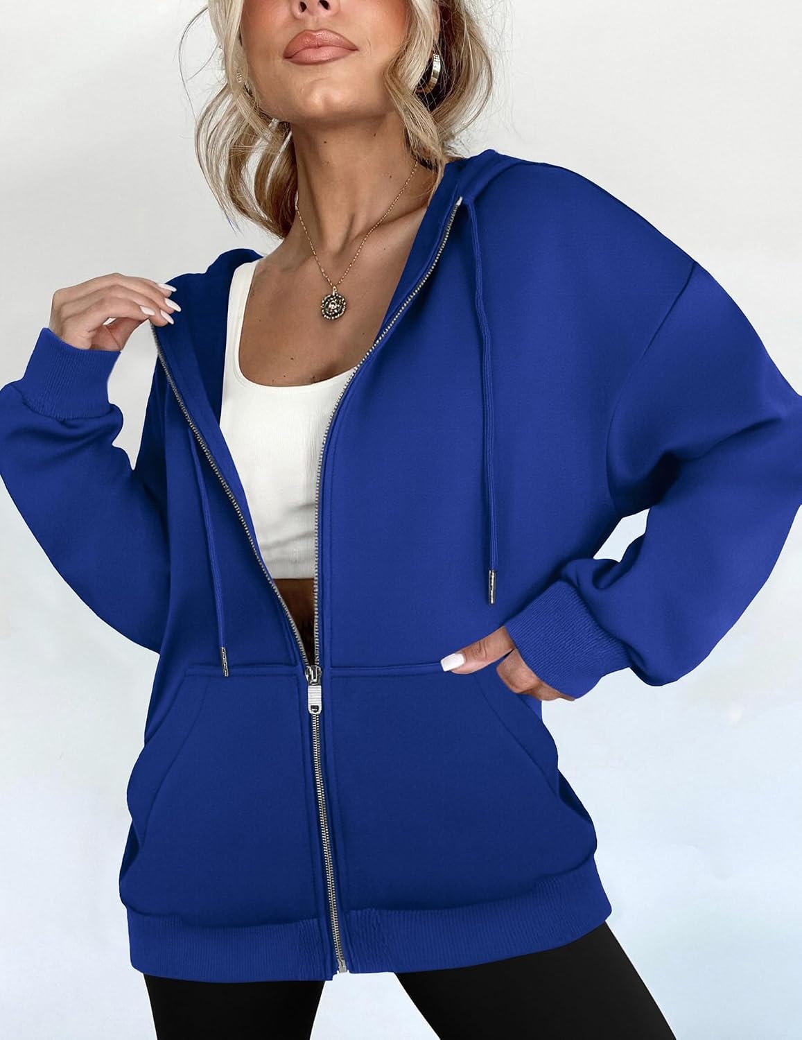 image:imageZEAGOO Hoodies Women Zip Up Hoodie Oversized Sweatshirt Fleece Jackets Spring Fall Winter Coats 2026 FashionRoyal Blue