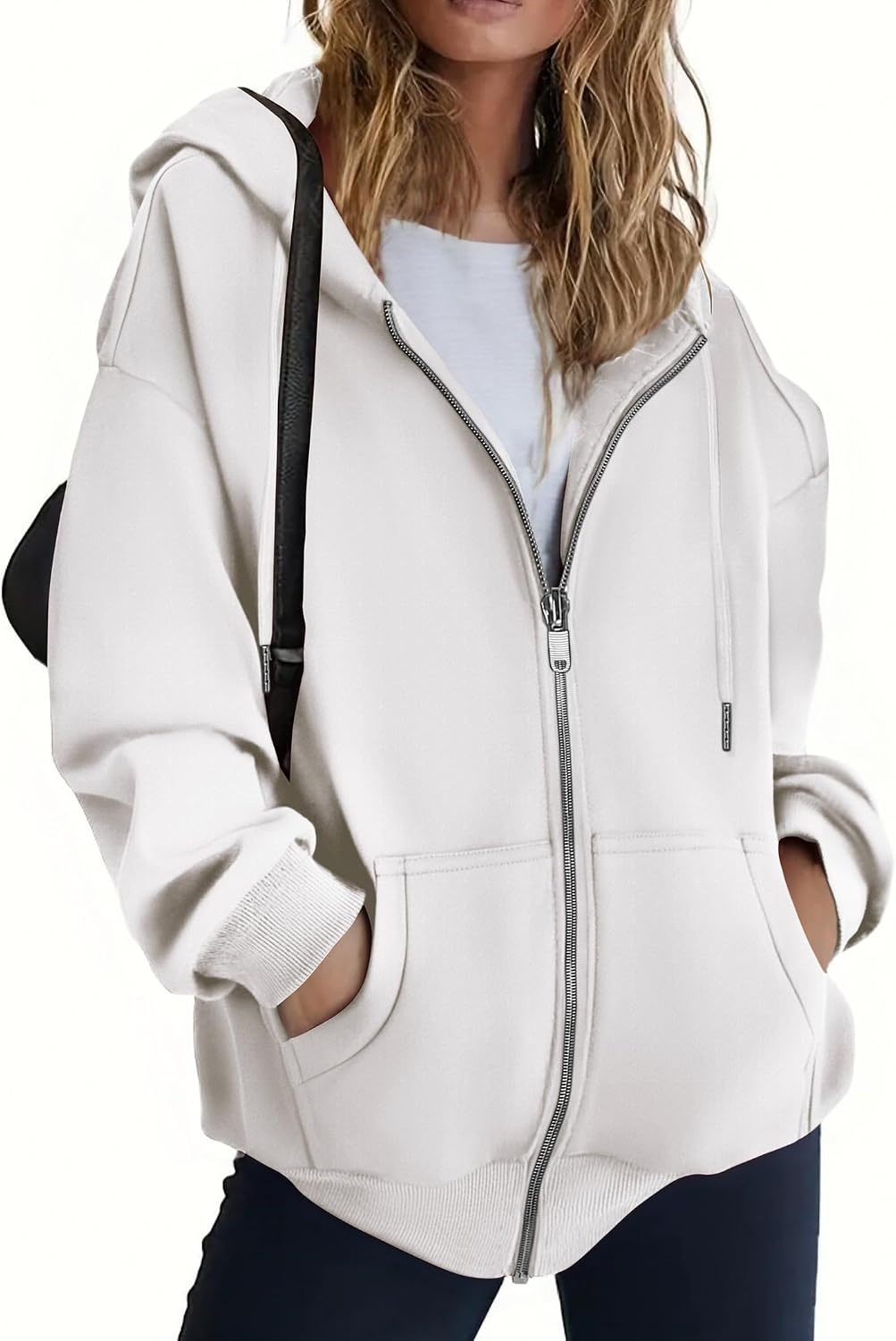 image:imageZEAGOO Hoodies Women Zip Up Hoodie Oversized Sweatshirt Fleece Jackets Spring Fall Winter Coats 2026 FashionWhite