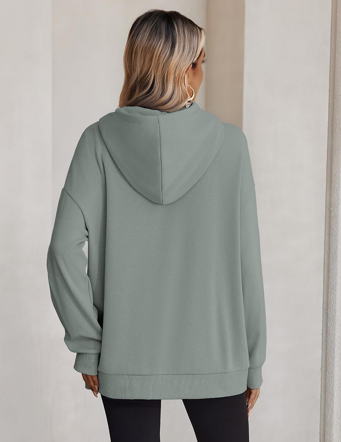 image:imageZeagoo Hoodie for Women Hooded Sweatshirt Button Hoodies With Pockets Comfy Fleece Jackets 2026 Fashion S3XLGraygreen